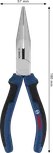 Bosch 180 mm çok parçalı saplı uzun burunlu pense.